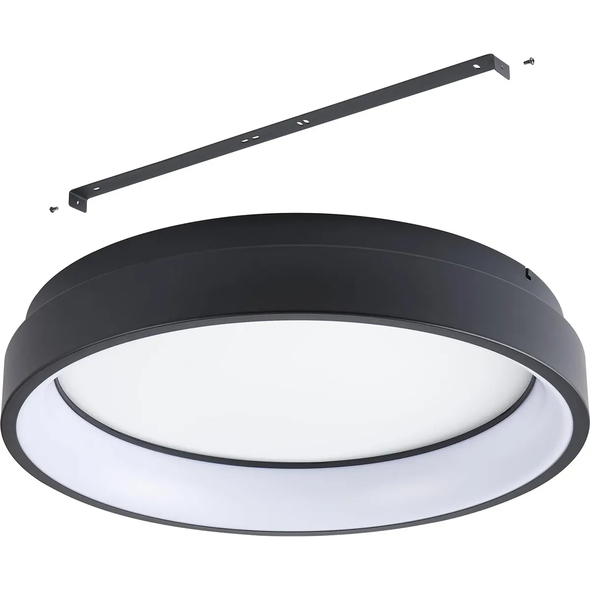 Die EGLO Connect LED-Deckenleuchte – schwarz von EGLO verfügt über eine schwarze Oberfläche und einen weißen Lichtdiffusor sowie eine mitgelieferte Halterung. Sie ist eine ZigBee 3.0-fähige smarte Deckenleuchte, die für moderne Innenräume konzipiert wurde.