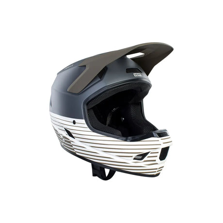 Der ION Scrub AMP Fahrradhelm in XL und blau ist ein stylischer Enduro-Helm von ION, ideal für Bike-Abenteuer. In der Seitenansicht zeigt er ein klares Design vor weißem Hintergrund.