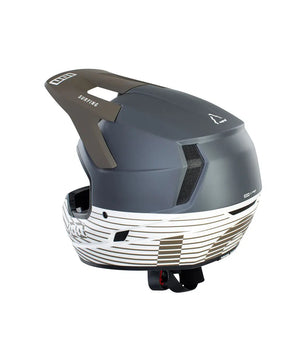 Der ION Scrub AMP Fahrradhelm (Größe XL, blau) von ION ist ein Integralhelm mit großem Visier.
