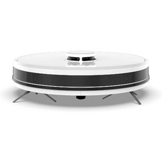 Der AENO RC2S Saugroboter von AENO ist ein weißer, kreisförmiger Saugroboter mit Seitenbürsten und fortschrittlicher LiDAR-Navigation, dargestellt auf weißem Hintergrund.