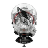 Die Draufsicht auf den Bartscher Schokoladendispenser 5L - schwarz von Bartscher zeigt die durchsichtige Schüssel, die schwarzen Rührblätter und den Bedienknopf - ideal für die Zubereitung von heißer Schokolade.