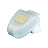 Der HOMEPILOT Wettersensor smart ist ein weißes, kompaktes, solarbetriebenes LED-Gerät mit einer gewölbten, lichtdurchlässigen Abdeckung und einem kleinen oberen Solarpanel - perfekt für die Integration in HOMEPILOT Wettersteuerung Smart Home Systeme.