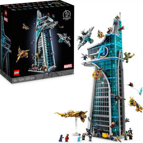 Der LEGO Marvel Super Heroes - Avengers Tower (76269) von LEGO enthält Marvel Minifiguren, die rund um den glatten, glasklaren blauen Turm in Aktion zu sehen sind - perfekt für jeden Fan und Sammler.