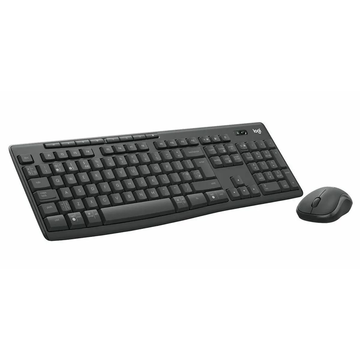 Das Logitech MK370 Combo Tastatur- und Maus-Set in Schwarz präsentiert sich stilvoll vor weißem Hintergrund - ideal für Büro oder Homeoffice.