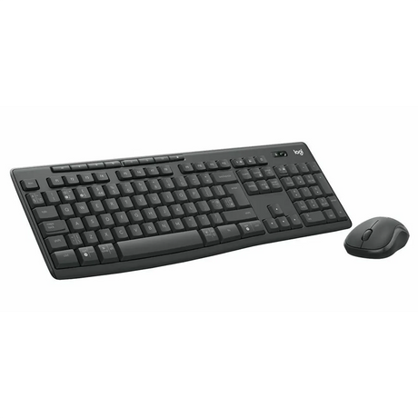 Das Logitech MK370 Combo Tastatur- und Maus-Set in Schwarz präsentiert sich stilvoll vor weißem Hintergrund - ideal für Büro oder Homeoffice.