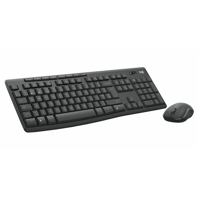Das Logitech MK370 Combo Tastatur- und Maus-Set in Schwarz präsentiert sich stilvoll vor weißem Hintergrund - ideal für Büro oder Homeoffice.