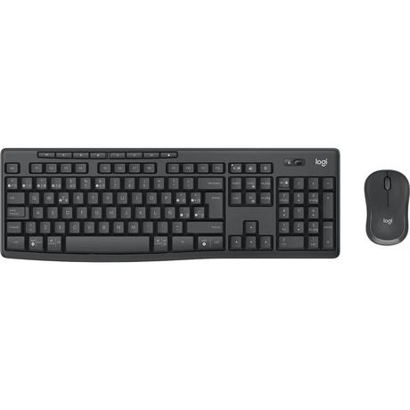 Das LOGITECH MK370 Combo Tastatur- und Maus-Set in schwarz von Logitech, aus der Vogelperspektive auf weißem Hintergrund-ideal für Büro oder Homeoffice.
