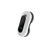 Der Lifenaxx LX-055 Fensterreinigungsroboter von Lifenaxx ist ein weißer und schwarzer Fensterreinigungsroboter mit einem schlanken ovalen Design, zwei runden Pads und intelligenter Reinigungstechnologie, isoliert auf einem weißen Hintergrund dargestellt.