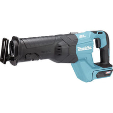 Die Makita JR001GM201 Akku-Reciprosäge 40V max. XGT, in blau und schwarz, verfügt über einen bürstenlosen Motor, Seitengriff, Auslöser und eine freiliegende Klingenklemme; ideal für schwere Schneidarbeiten. Inklusive 2x 4,0 Ah Akkus & Ladegerät.