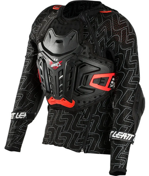 Leatt Body Protector 4.5 Protektorenjacke Junior S/M in schwarz: Schwarze Protektorenjacke für Kinder mit Brust- und Schulterschutz, von Leatt, auf weißem Hintergrund dargestellt.