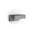 Die Steinel Sensor-LED-Außenleuchte "L 800 SC ANT Connect" ist eine moderne, matt dunkelgraue, rechteckige Wandleuchte mit schlanker horizontaler Öffnung und Bluetooth-Konnektivität, die an einer weißen Wand montiert wird.