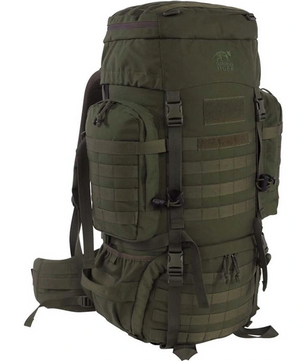 Der Tasmanian Tiger TT Raid Pack MKIII 52L Militärrucksack in Grün verfügt über mehrere Fächer, Riemen, MOLLE-Gurtband und ein V2 Plus-Tragesystem – ideal für den taktischen Einsatz.