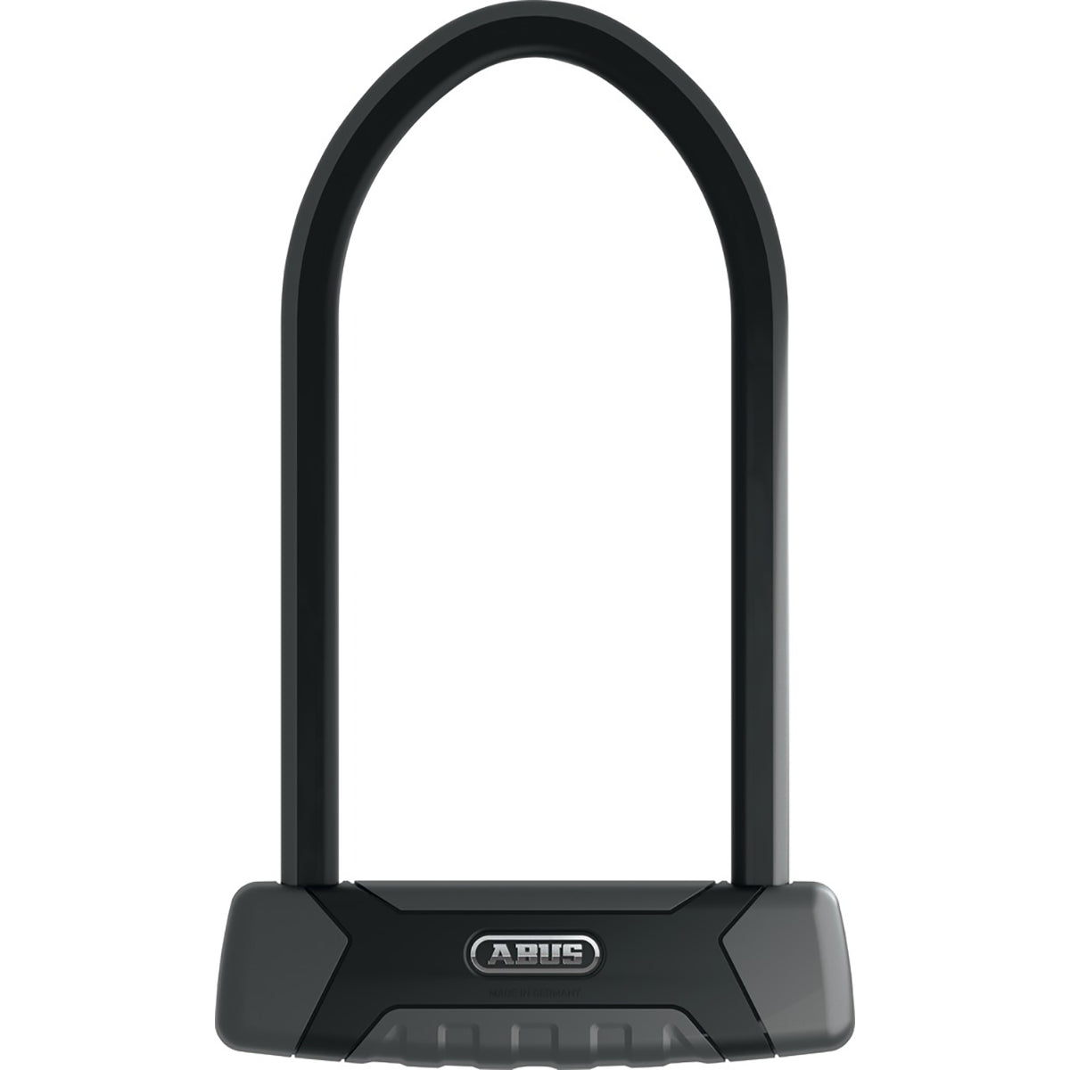 Das ABUS Granit X-Plus 540 540/160HB230 Bügelschloss in Schwarz und Grau ist mit dem ABUS-Logo auf dem Schließmechanismus versehen und bietet Schutz nach Sicherheitslevel 15.
