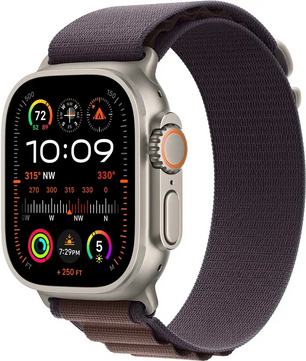 Apple Alpine Loop 49 mm Armband in Indigo Größe M mit Titan-G-Haken, robustes Nylon-Sportband für Apple Watch Ultra