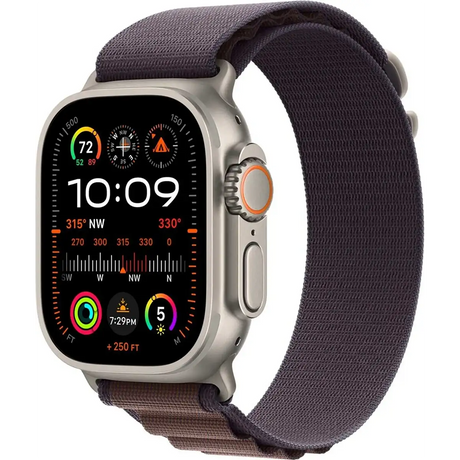 Apple Alpine Loop 49 mm Armband in Indigo Größe M mit Titan-G-Haken, robustes Nylon-Sportband für Apple Watch Ultra