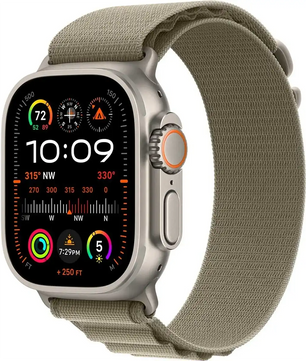 Apple Alpine Loop 49 mm Armband in Olive Größe S mit Titan-G-Haken, robustes Sportarmband für Apple Watch Ultra