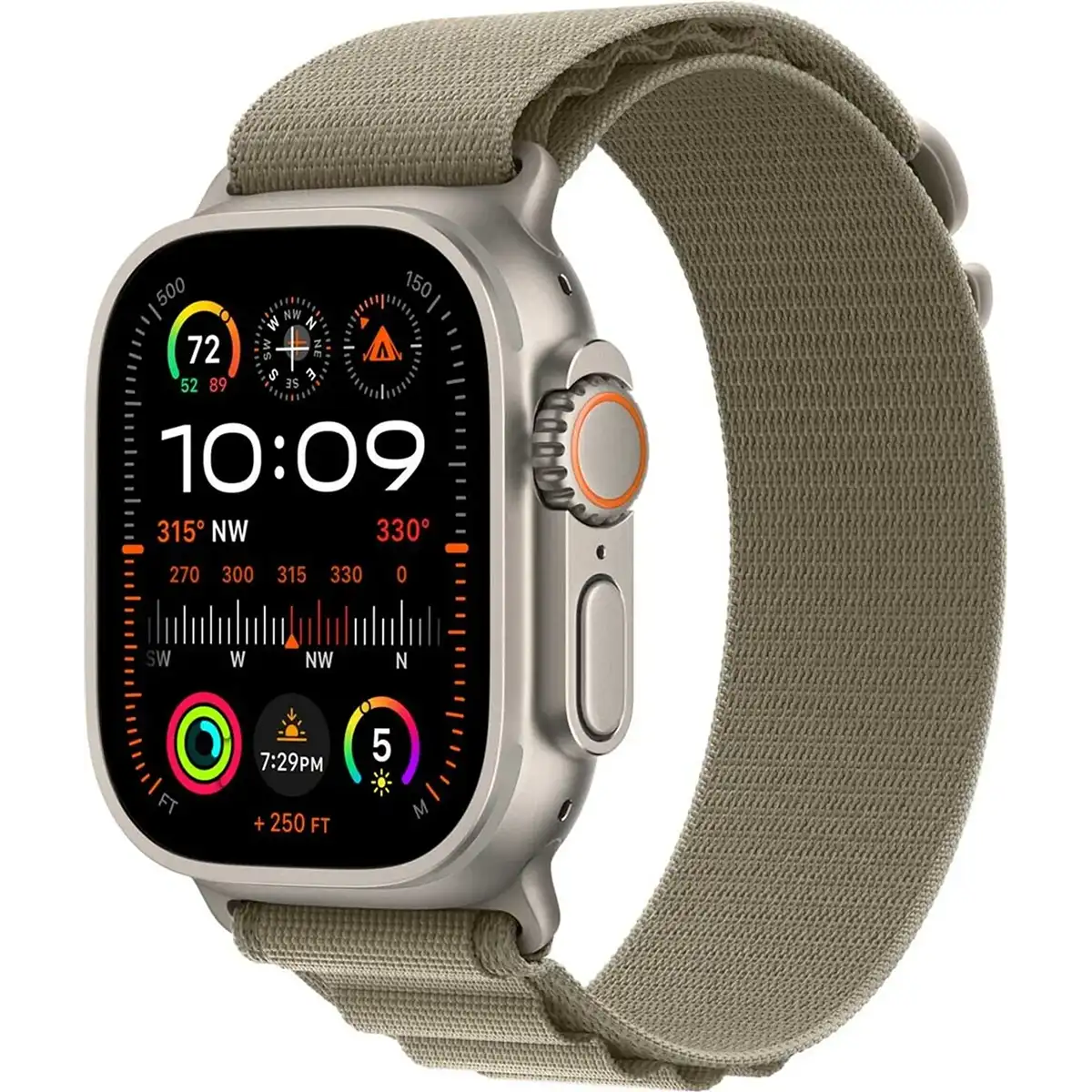 Apple Alpine Loop 49 mm Armband in Olive Größe S mit Titan-G-Haken, robustes Sportarmband für Apple Watch Ultra