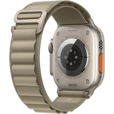Apple Alpine Loop 49 mm Armband in Olive Größe S mit Titan-G-Haken, robustes Sportarmband für Apple Watch Ultra