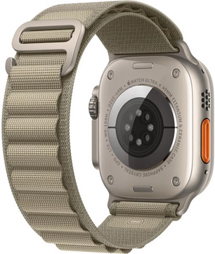 Apple Alpine Loop 49 mm Armband in Olive Größe S mit Titan-G-Haken, robustes Sportarmband für Apple Watch Ultra