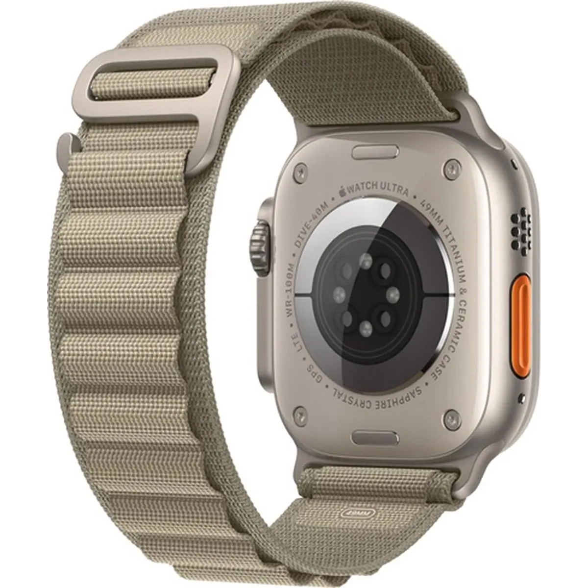 Apple Alpine Loop 49 mm Armband in Olive Größe S mit Titan-G-Haken, robustes Sportarmband für Apple Watch Ultra
