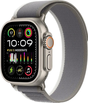 Apple Trail Loop 49 mm Armband in Grün/Grau Größe S/M, leichtes Nylon-Sportband mit Klettverschluss für Apple Watch Ultra