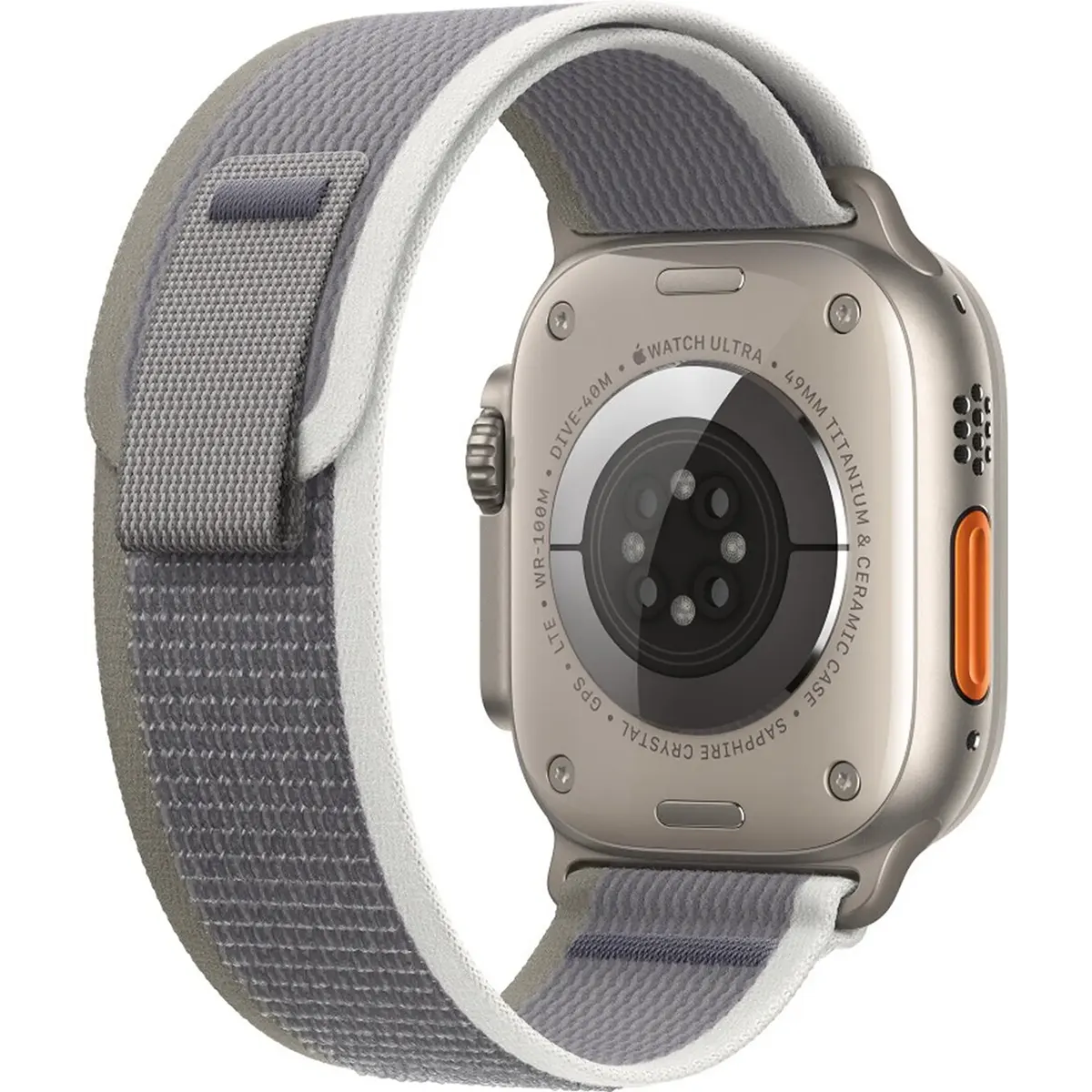 Apple Trail Loop 49 mm Armband in Grün/Grau Größe S/M, leichtes Nylon-Sportband mit Klettverschluss für Apple Watch Ultra