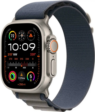 Apple Alpine Loop 49 mm Armband in Blau Größe M mit Titan-G-Haken, robustes Smartwatch-Band für Apple Watch Ultra