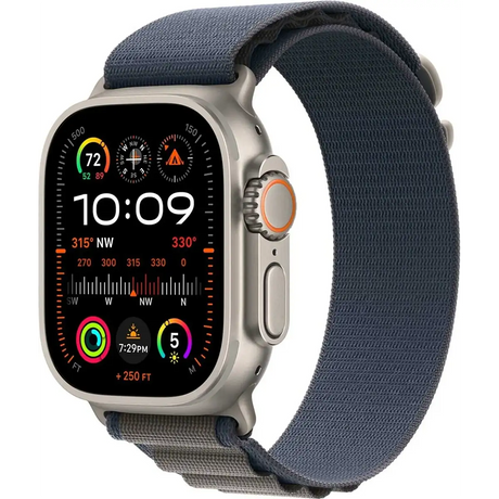 Apple Alpine Loop 49 mm Armband in Blau Größe M mit Titan-G-Haken, robustes Smartwatch-Band für Apple Watch Ultra