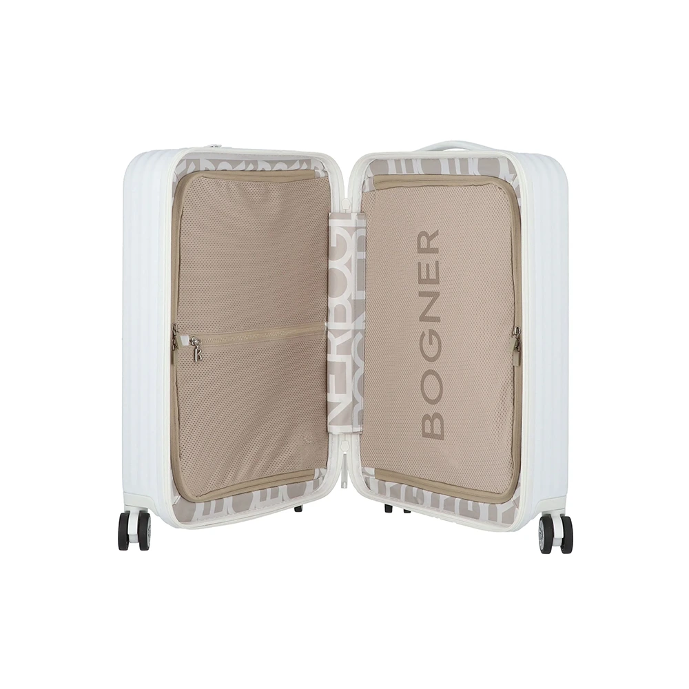 BOGNER Piz Kabinentrolley 55 cm in Weiß, leichter Carbon-Hartschalenkoffer mit 4 Rollen, TSA-Schloss und Laptopfach