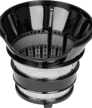 Der CASO Entsafter Slowjuicer SJW 300 - schwarz verfügt über einen schwarz-silbernen Filterkorb aus Metallgewebe mit perforierten Seiten, ideal zum Entsaften, um maximalen Geschmack und Vitamine zu erhalten.