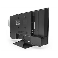 Rückansicht des Cello 22″ Smart 12V mit DVD LED TV (Full-HD, 22 Zoll) mit Anschlüssen, Lüftungsöffnungen und Standfuß vor weißem Hintergrund.