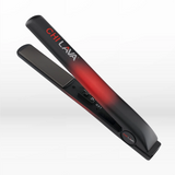 Das CHI Lava 2.0 Hairstyling Iron von CHI in Schwarz und Rot ist teilweise geöffnet vor einem weißen Hintergrund abgebildet.