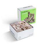 CUBORO JUNIOR Starter-Set Kugelbahn aus Holz mit 40 Teilen, naturfarbene Holzwürfel und Schienen für Kinder ab 3 Jahren
