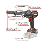 Der Einhell Professional Power X-Change TP-CD 18/120 Li-i BL Akku-Bohrschrauber verfügt über einen bürstenlosen Motor, ein LED-Licht und einen Zusatzhandgriff - Teil des vielseitigen Einhell Sortiments für kraftvolle Leistung.