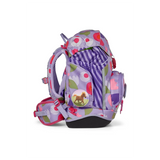 Der ergobag Ergobag Pack Schulranzen-Set 6tlg-BlütenzauBär II ist ein lila-rosa Kinderrucksack mit floralem Muster und Pferdemotiv, der als ergonomischer Schulrucksack konzipiert ist - ideal für Grundschüler.
