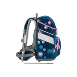 Seitenansicht des Step by Step 2IN1 PLUS Ranzen-Set "Mermaid Delia" 6-teiliger Schulrucksack in Blau mit rosa und weißem Blumenmuster und grauen Trägern - ein praktisches Set von Step by Step.