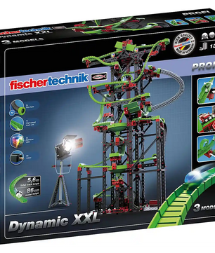 Das Fischertechnik Dynamic XXL Set von Fischertechnik bietet eine hohe Kugelbahn mit motorisiertem Kettenlift und spannenden Elementen.