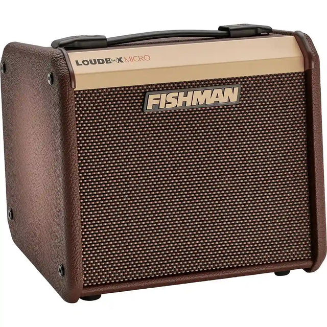 Fishman Loudbox Akustikverstärker von Fishman mit beigem Bedienfeld und strukturiertem Lautsprechergitter - perfekt für Akustikgitarristen, die klaren, natürlichen Sound wünschen.