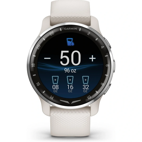 Die Garmin D2 Air X10 010-02496-13 Smartwatch in Weiß verfügt über einen Hydration Tracker (50 oz/96 oz Ziel), erweiterte Gesundheitsüberwachung und robuste GPS-Navigation, die alle von der bewährten Garmin-Technologie unterstützt werden.