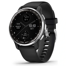 Die Garmin D2 Air X10 010-02496-13 Smartwatch in Schwarz zeigt Wetter, Uhrzeit und Messwerte auf einem runden digitalen Zifferblatt an und verfügt über erweiterte GPS-Navigationsfunktionen.