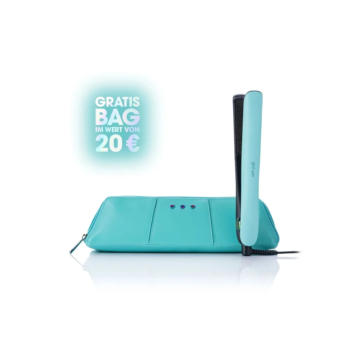 Erhalte das ghd Gold - Türkisblau Glätteisen von ghd inkl. gratis Tasche im Wert von 20 €.