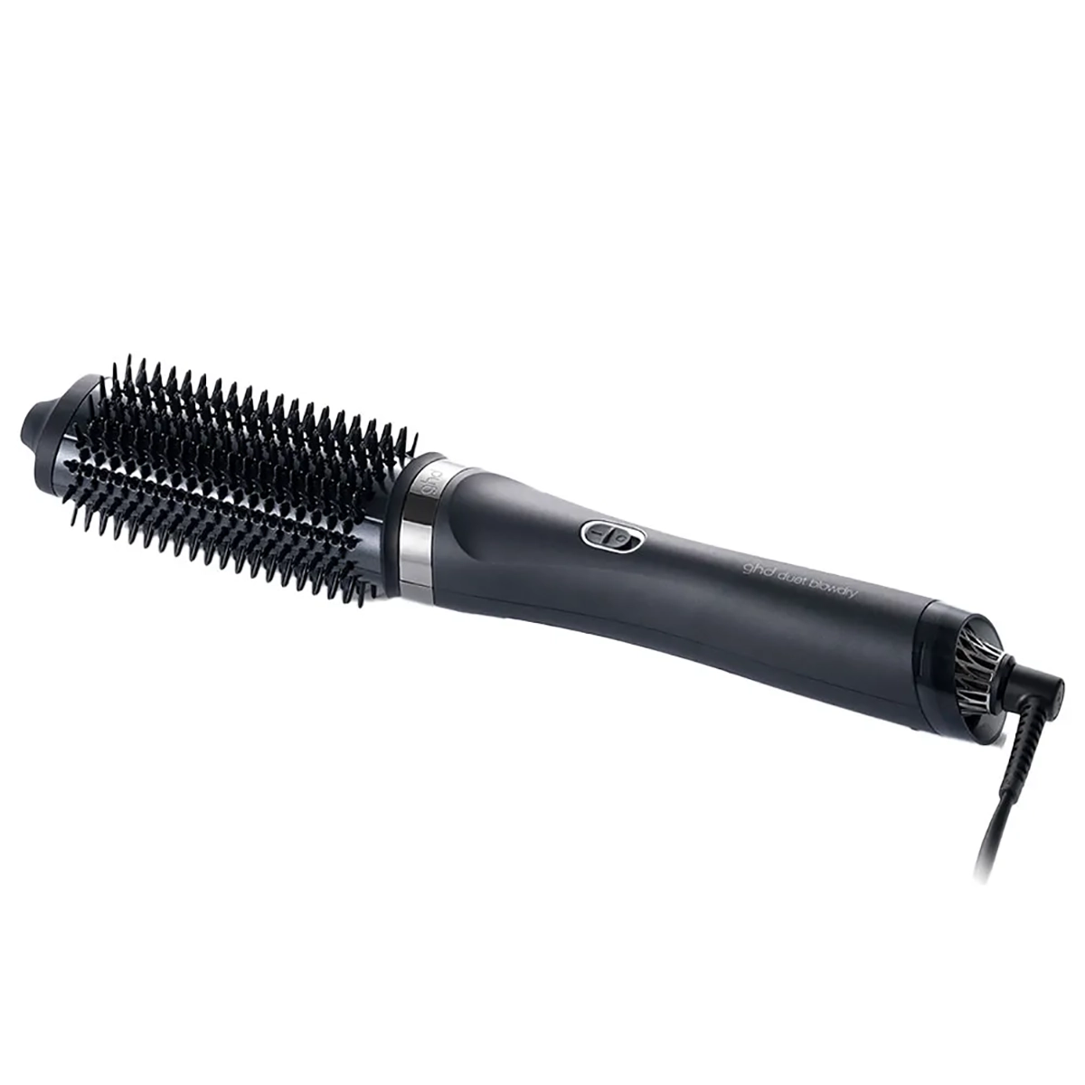 Die ghd duet blowdry Hair Dryer Brush in schwarz von ghd ist eine schwarze 2-in-1-Stylingbürste mit Power-Knopf und Kabel, die für müheloses Styling mit der fortschrittlichen Heat-Air Xchange Technologie entwickelt wurde.
