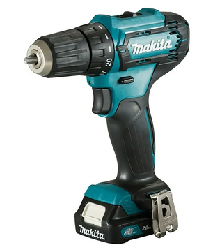 Der Makita DF333DSAE CXT 12V max. Akku-Bohrschrauber zeichnet sich durch ein schwarz-grünes Design mit einem Akku an der Basis aus, wodurch er ideal für alle ist, die einen leistungsstarken, kabellosen Bohrschrauber für unterwegs benötigen.