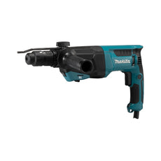 Der Makita Kombihammer HR2670FTX1 ist ein kabelgebundener Elektrobohrhammer mit SDS-PLUS, 800-Watt-Motor, seitlichem Handgriff und in den Farben Schwarz und Teal erhältlich.