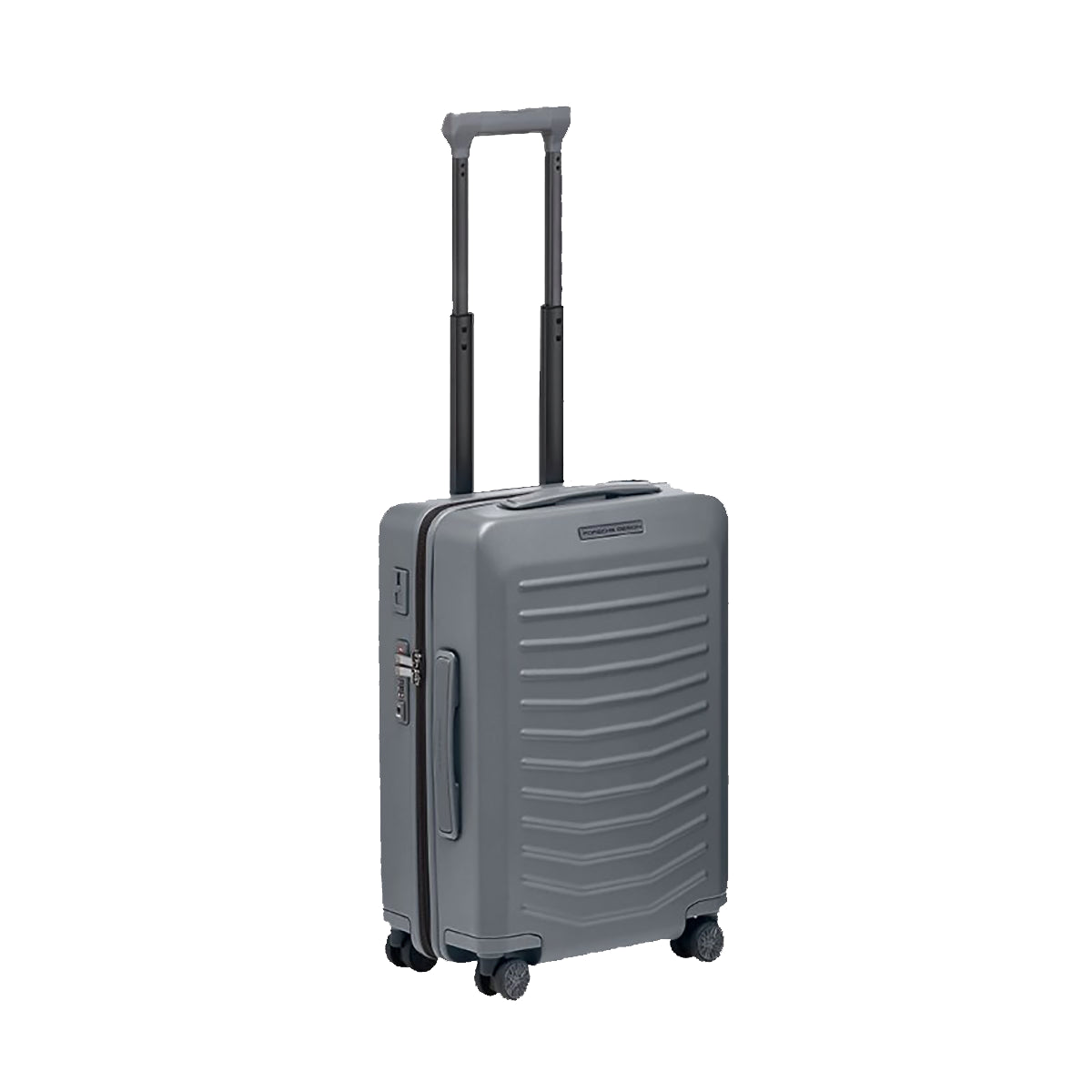 Der Porsche Design Roadster Trolley S 55 cm in Anthrazit matt ist ein stilvoller Hartschalenkoffer mit vier Rollen und einem ausziehbaren Teleskopgriff, der die elegante Ästhetik der Marke Porsche widerspiegelt.