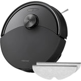 Der Roborock Q10 S5-Set - Saugroboter mit Wischfunktion in Schwarz von Roborock ist ideal zur Teppichreinigung und zur Entfernung von Tierhaaren, dank abnehmbarer Mopvorrichtung an der Vorderseite.