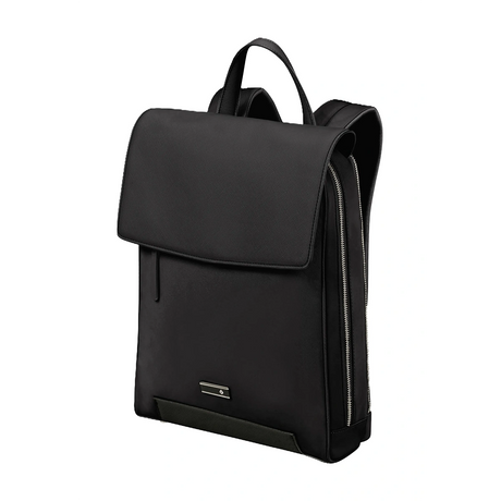 Der Samsonite Zalia 3.0 Rucksack in Schwarz verfügt über einen eleganten Klappenverschluss, seitliche Reißverschlüsse und eine kleine Logoplatte aus Metall - ein stilvoller Business-Rucksack mit Laptopfach für moderne Profis von Samsonite.