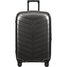Der Samsonite Attrix Hartschalenkoffer 69 cm in grau ist ein Hartschalenkoffer aus Roxkin-Material mit vier Rollen und einem verlängerten Griff.