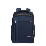 Der Samsonite Spectrolite 3.0 Rucksack 17,3" in Deep Blue von Samsonite verfügt über mehrere Reißverschlussfächer, gepolsterte Schultergurte und einen Tragegriff an der Oberseite, abgebildet auf weißem Hintergrund.