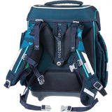 Das Schneiders Ergolite Berry Paw 9-teilige Schulranzen-Set verfügt über verstellbare, gepolsterte Gurte, reflektierende Aufnäher und eine ergonomisch gepolsterte Rückenlehne. Die aus recycelten PET-Flaschen hergestellte Tasche steht aufrecht und sorgt für eine stabile Rückansicht.